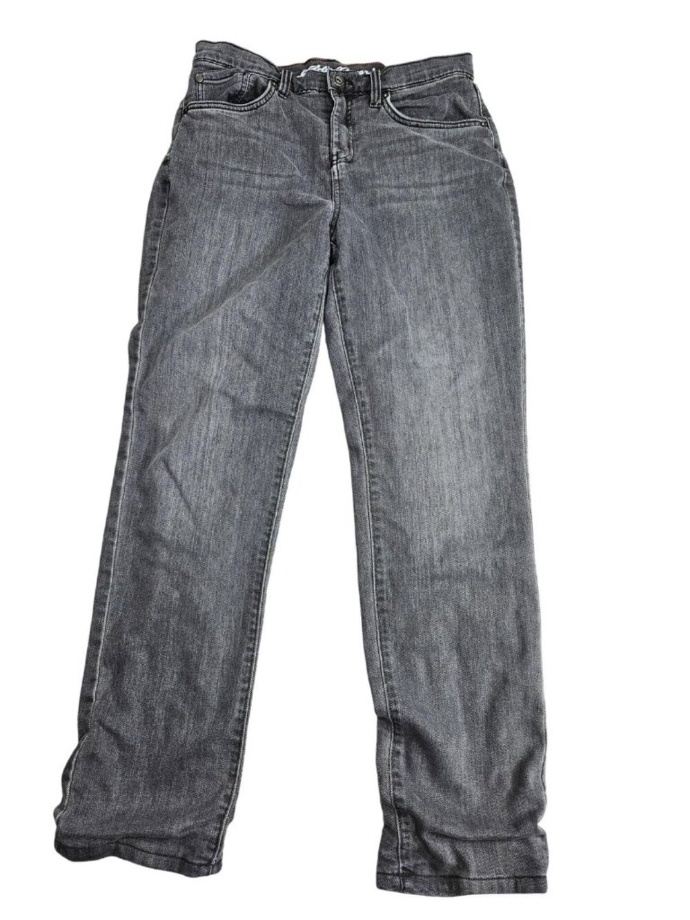 Eddie Bauer Boyfriend Midrise Straight Jeans Womens 6 Gray Charcoal Wash Lined‎